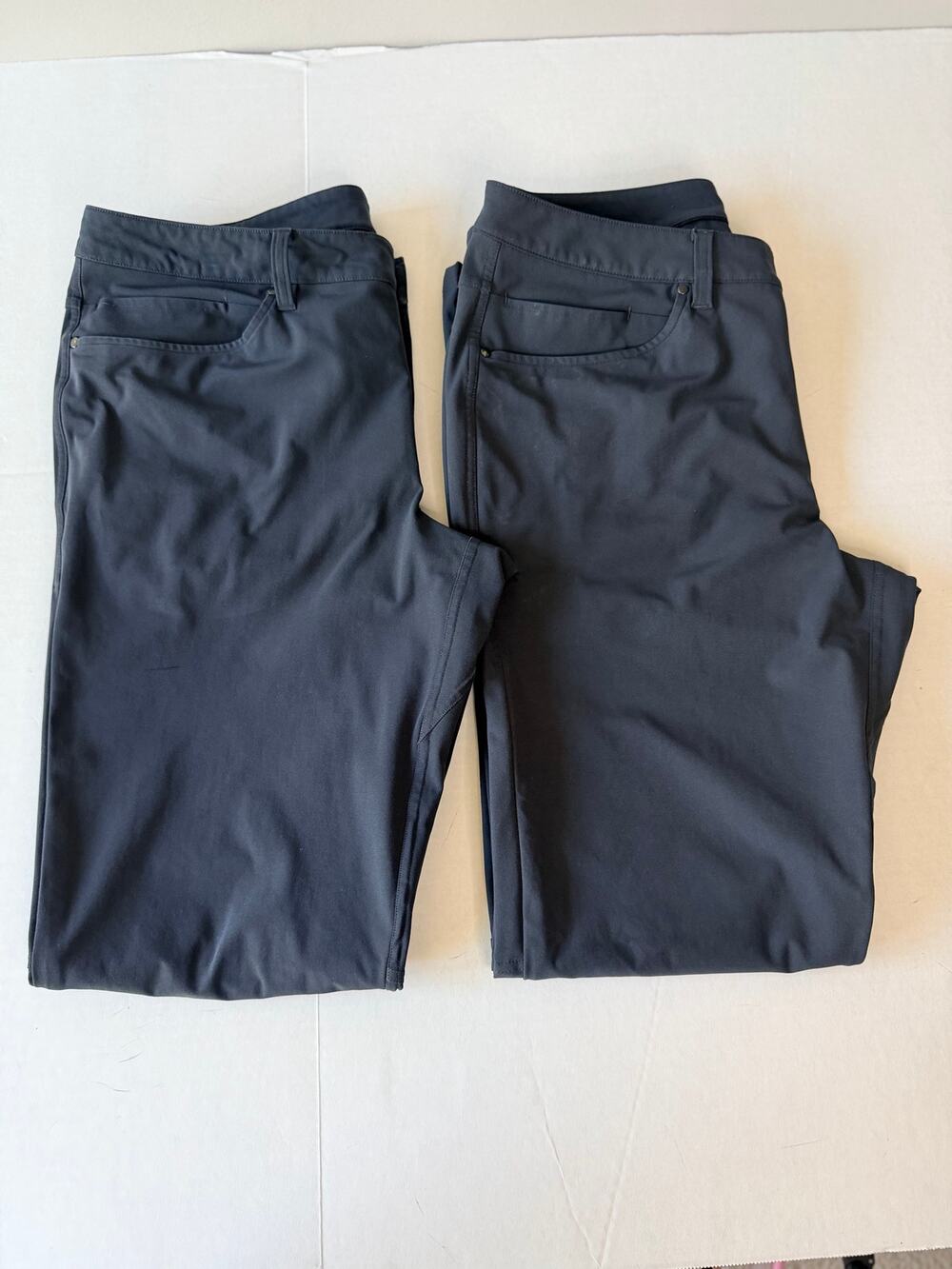Lot of 2 Lululemon Size 34 ABC Slim Fit Pants Warpstream Obsidian Asphalt Grey